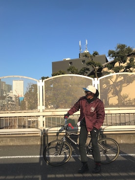 「SAYHELLO（セイハロー）のアイテム（キャップ）」を使った、macoさん（メンズ・180cm）の冬コーディネート