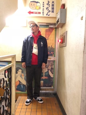 「SHIPS JET BLUE（シップスジェットブルー）のアイテム（キャップ）」を使った、macoさん（メンズ・180cm）の春コーディネート