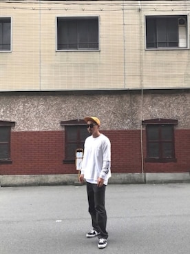 「JOURNAL STANDARD relume（ジャーナルスタンダード　レリューム）のアイテム（キャップ）」を使った、macoさん（メンズ・180cm）の春コーディネート