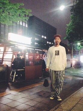 「JOURNAL STANDARD relume（ジャーナルスタンダード　レリューム）のアイテム（キャップ）」を使った、macoさん（メンズ・180cm）の春コーディネート
