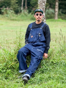 「outfit」｜「アイテム（サロペット/オーバーオール）」を使った、macoさん（メンズ・180cm）の秋コーディネート