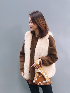 「NATURE（ナチュール）のアイテム」を使った、是阿金诶_(かな)さん（レディース・163cm）の冬コーディネート