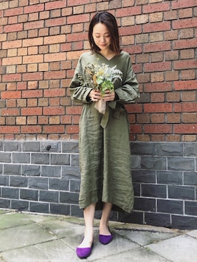 「FREE'S MART（フリーズマート）のアイテム（スリッポン）」を使った、是阿金诶_(かな)さん（レディース・163cm）の春コーディネート