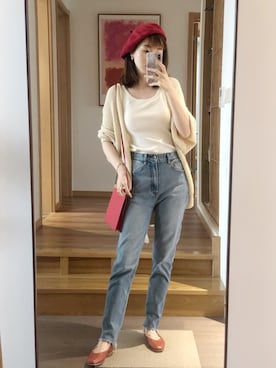 「SENSE OF PLACE by URBAN RESEARCH（センスオブプレイスバイアーバンリサーチ）のスクエアトウセンターシームフラットシューズ（パンプス）」を使った、是阿金诶_(かな)さん（レディース・162cm）の夏コーディネート