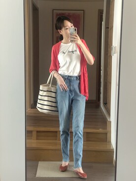 「SENSE OF PLACE by URBAN RESEARCH（センスオブプレイスバイアーバンリサーチ）のスクエアトウセンターシームフラットシューズ（パンプス）」を使った、是阿金诶_(かな)さん（レディース・162cm）の夏コーディネート