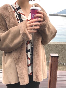 「piccin」｜「アイテム（ムートンコート）」を使った、PICCINさん（レディース・161cm）の秋コーディネート