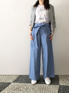 「piccin」｜「アイテム（ノーカラージャケット）」を使った、PICCINさん（レディース・157cm）の春コーディネート