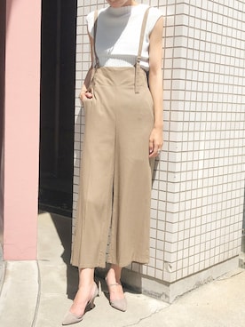 「ノースリーブニット」｜「アイテム（オールインワン・サロペット）」を使った、PICCINさん（レディース・170cm）の夏コーディネート