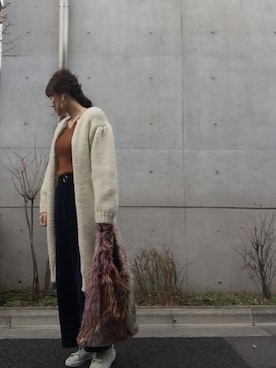 「もけもけ」｜「アイテム（その他アウター）」を使った、Mioさん（レディース・168cm）の冬コーディネート
