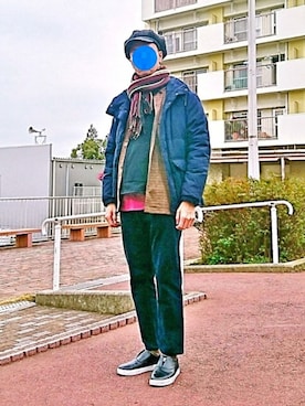 「RAGEBLUE（レイジブルー）のアイテム（スリッポン）」を使った、sakai072さん（メンズ・181cm）の冬コーディネート