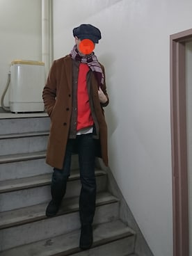 「RAGEBLUE（レイジブルー）のアイテム（キャスケット）」を使った、sakai072さん（メンズ・181cm）の冬コーディネート
