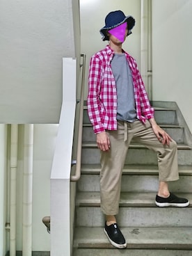 「RAGEBLUE（レイジブルー）のアイテム（スリッポン）」を使った、sakai072さん（メンズ・182cm）の夏コーディネート