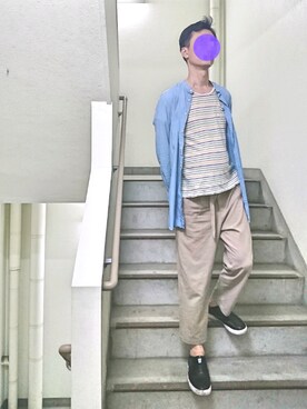 「RAGEBLUE（レイジブルー）のアイテム（スリッポン）」を使った、sakai072さん（メンズ・182cm）の夏コーディネート