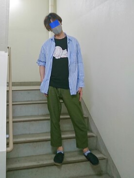 「RAGEBLUE（レイジブルー）のアイテム（スリッポン）」を使った、sakai072さん（メンズ・182cm）の夏コーディネート
