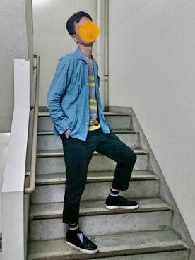 「RAGEBLUE（レイジブルー）のアイテム（スリッポン）」を使った、sakai072さん（メンズ・182cm）の夏コーディネート