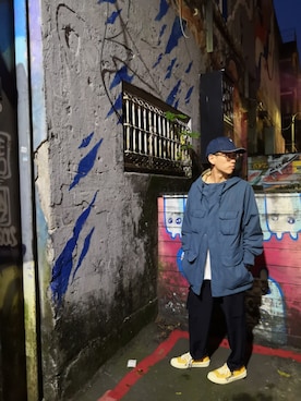 「SQUAD（スクアッド）のアイテム（帽子）」を使った、黃品翔さん（メンズ・170cm）の春コーディネート