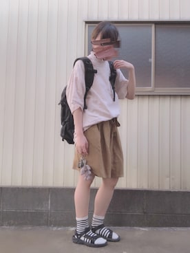 「chambre de charme（シャンブルドゥシャーム）のアイテム（パンツ）」を使った、moonちゃん。さん（レディース・154cm）の夏コーディネート
