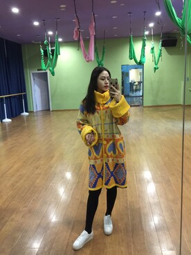 「アイテム（ピーコート、ゴールド系）」を使った、_yeaoさん（レディース・168cm）の春コーディネート