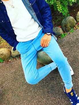 「ジーユーコーデ」｜「アイテム（デニムジャケット）」を使った、Riku.Hさん（メンズ・177cm）の冬コーディネート