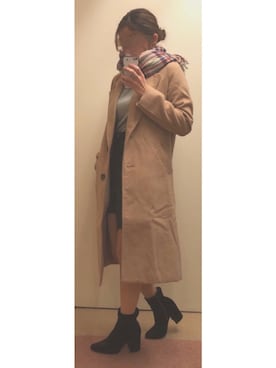 「シンプルおしゃれが好き」｜「アイテム（チェスターコート）」を使った、hoperutさん（レディース・161cm）の冬コーディネート
