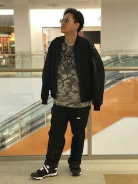 「新作」｜「アイテム（MA-1）」を使った、松下晋弥さん（メンズ・168cm）の夏コーディネート
