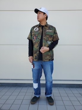 松下晋弥さん（メンズ・168cm）の春コーディネート