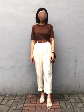 「アイテム（その他トップス、ブラウン系）」を使った、ｊｙさん（レディース・163cm）の春コーディネート