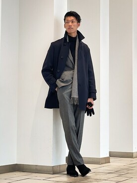 ステンカラーコートを使った スーツ の人気ファッションコーディネート Wear