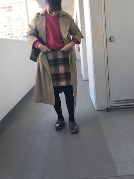 「ゆるニット」｜「アイテム（トレンチコート）」を使った、hiiibarさん（レディース・157cm）の秋コーディネート