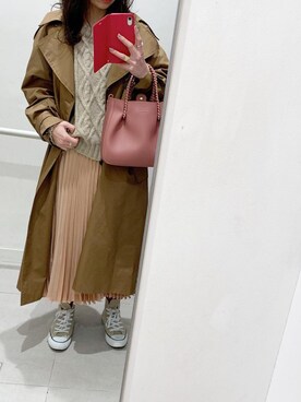 「H&M（エイチ・アンド・エム）のアイテム（トレンチコート）」を使った、hiiibarさん（レディース・157cm）の冬コーディネート