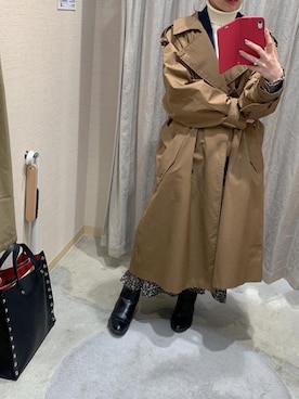 「H&M（エイチ・アンド・エム）のアイテム（トレンチコート）」を使った、hiiibarさん（レディース・157cm）の冬コーディネート