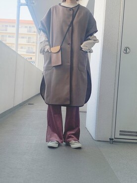 「秋のカフェオレコーデ」｜「アイテム（その他アウター）」を使った、hiiibarさん（レディース・157cm）の秋コーディネート