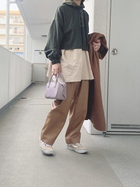 「reca（レカ）のゆったりラフな着心地◆超ビッグシルエットカットソー（Tシャツ/カットソー）」を使った、hiiibarさん（レディース・157cm）の冬コーディネート