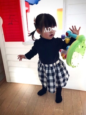 「黒タートルネック」｜「アイテム（その他）」を使った、AO❤︎さん（キッズ・70cm）の冬コーディネート