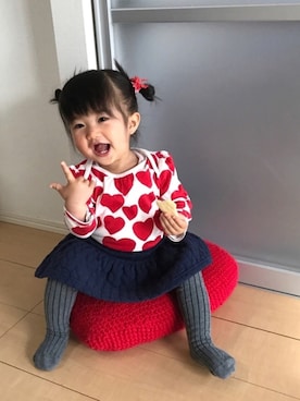 「LOVE」｜「アイテム（その他）」を使った、AO❤︎さん（キッズ・70cm）の冬コーディネート