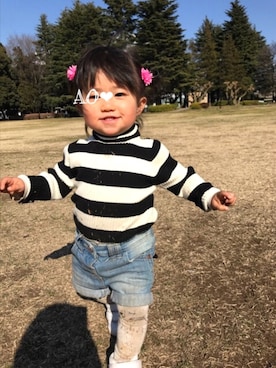 「OSHKOSH（オシュコシュ）のアイテム（ヘアアクセサリー）」を使った、AO❤︎さん（キッズ・70cm）の冬コーディネート