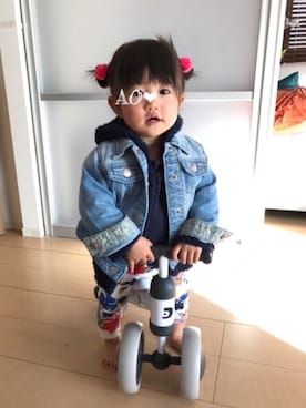 「OSHKOSH（オシュコシュ）のアイテム（ヘアアクセサリー）」を使った、AO❤︎さん（キッズ・70cm）の冬コーディネート