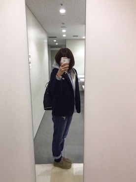 「DANTON（ダントン）の【DANTON】ウールモッサ シングルフードジャケット WOMEN（その他アウター）」を使った、Konoさん（レディース・166cm）の春コーディネート