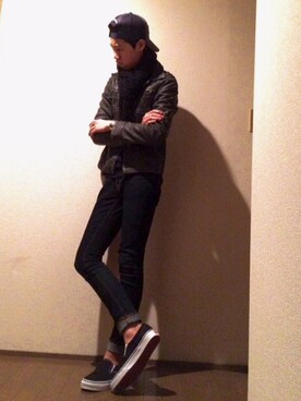 「united arrows」｜「アイテム（デニムジャケット）」を使った、Takahoさん（メンズ・168cm）の冬コーディネート