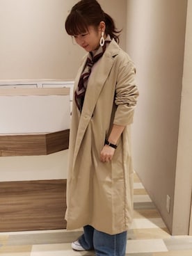 「Green　Parks（グリーンパークス）のアイテム（トレンチコート）」を使った、chanmmmさん（レディース・150cm）の冬コーディネート
