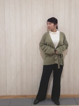 「Green　Parks（グリーンパークス）のイージーケアセンターステッチカットパンツ＊★（その他パンツ）」を使った、chanmmmさん（レディース・150cm）の冬コーディネート