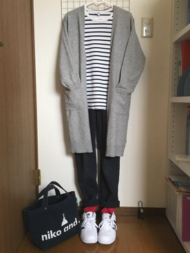 「UNIQLO（ユニクロ）のアイテム（カーディガン/ボレロ、グレー系）」を使った、ねこみゆ🐈さん（レディース・157cm）の春コーディネート