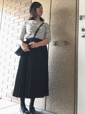「AMERICAN HOLIC（アメリカンホリック）のプリーツロングスカート（スカート）」を使った、maiさん（レディース・164cm）の秋コーディネート