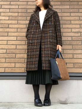 「AMERICAN HOLIC（アメリカンホリック）のプリーツロングスカート（スカート）」を使った、maiさん（レディース・164cm）の冬コーディネート