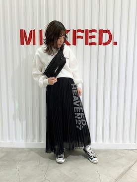 「MILKFED.（ミルクフェド）のアイテム（ショルダーバッグ）」を使った、MILKFED. HEAD OFFICEさん（レディース・157cm）の冬コーディネート