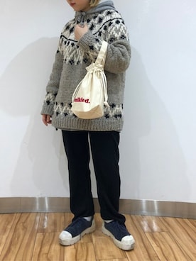 「MILKFED.（ミルクフェド）のアイテム（トートバッグ）」を使った、MILKFED. HEAD OFFICEさん（レディース・148cm）の冬コーディネート