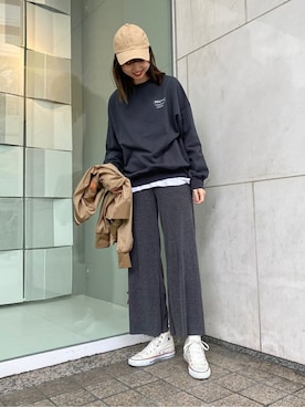 「MILKFED.」｜「アイテム（ナイロンジャケット）」を使った、MILKFED. HEAD OFFICEさん（レディース・170cm）の春コーディネート