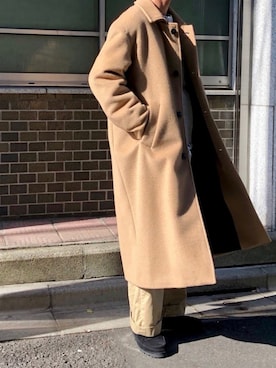 「blohm」｜「アイテム（ステンカラーコート）」を使った、Yagi🐐さん（メンズ・173cm）の冬コーディネート