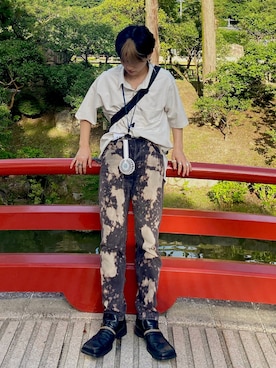 「MARTINE ROSE（マーティンローズ）のアイテム（ローファー）」を使った、sa_ri_99さん（メンズ・164cm）の夏コーディネート