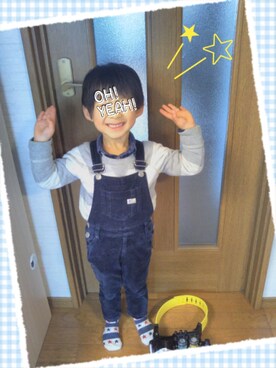 「Right-on（ライトオン）のアイテム（オールインワン・サロペット）」を使った、can*さん（キッズ・110cm）の冬コーディネート